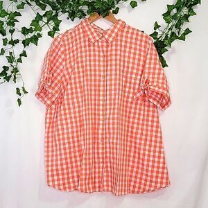 Romans. Gingham top. Button Down. Size 20W. EUC